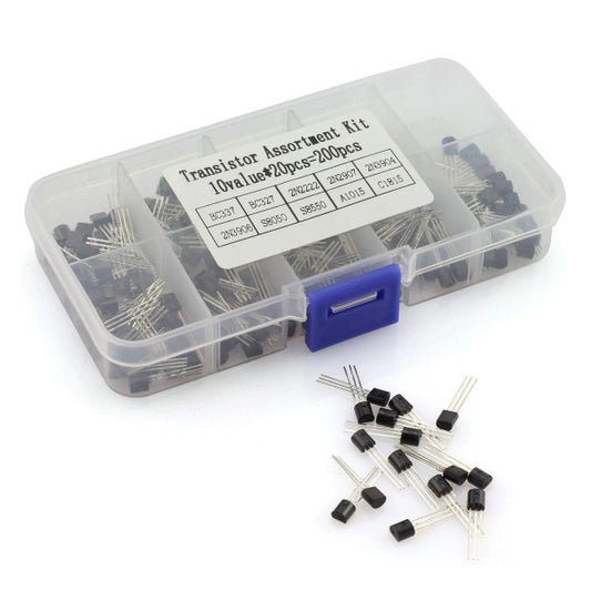 200Pcs NPN/PNP Transistor 10 Values Assorted Kit